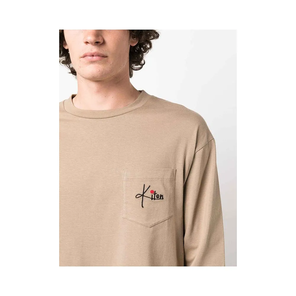 Mens Shirts Spring kiton Pure Cotton Long Sleeve Khaki T-shirt