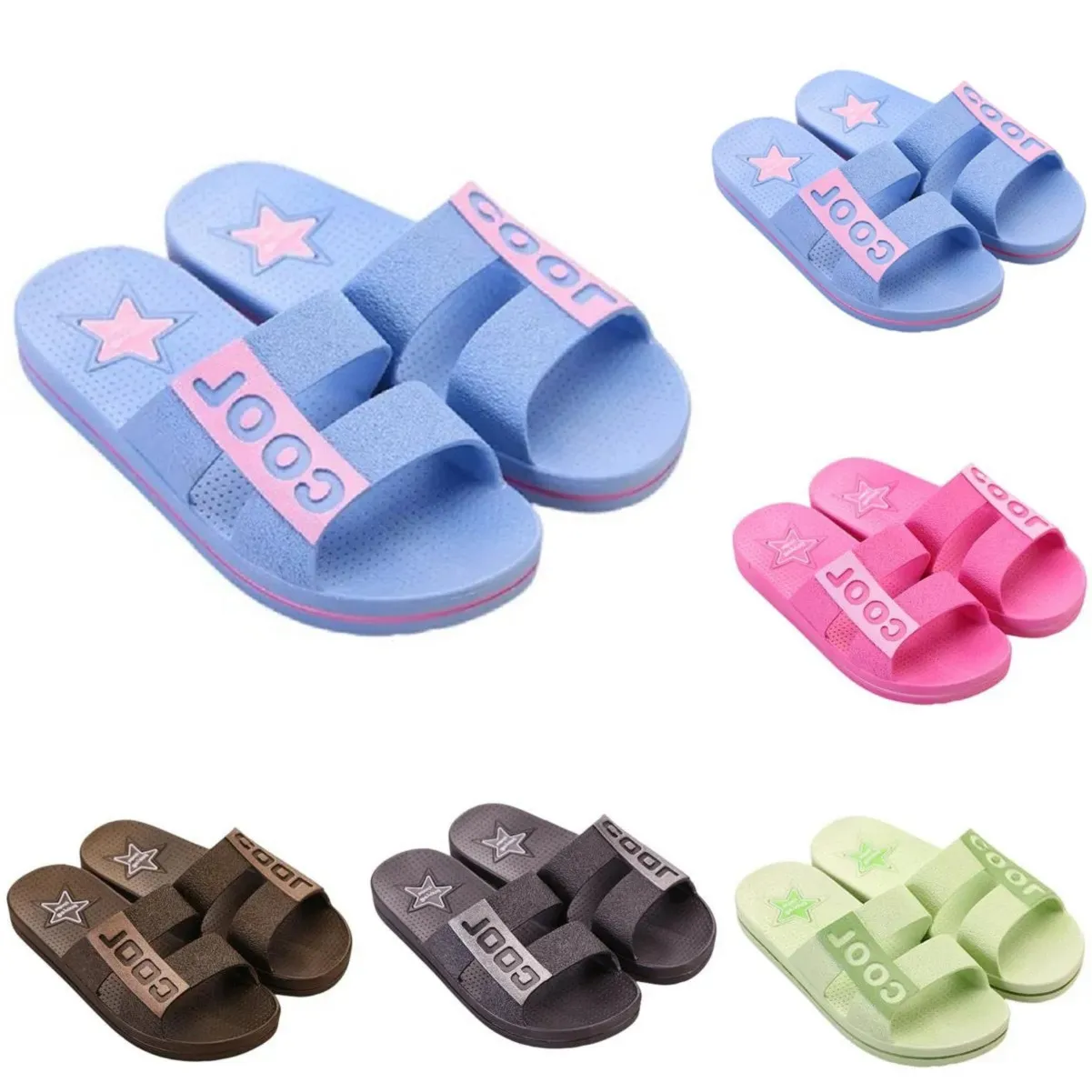 Style22 Erkek Kadın Terlik Yaz Slaytları Sandalet Yaz Siyah Pembe Kahve Yeşil Mavi Sahil Banyo Erkekler Antiskid Slipper Sandal Slayt Boyutu 36-45