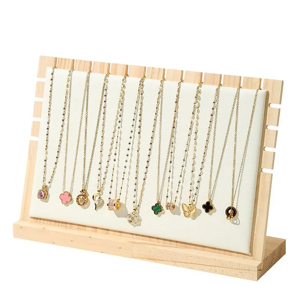 Colliers Nouveau présentoir de collier en bois de bambou, support de rangement de tour de cou de pendentif de bijoux accessoires d'affichage de collier en bois pour la vente sur le marché