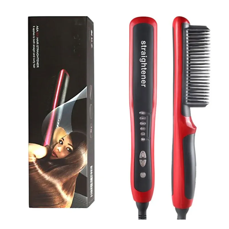 Irons Professional Hair Straightener Ceramic Hair Curler Brush Multifunctional Hair Straightening Comb Men Beard Straightener Brush