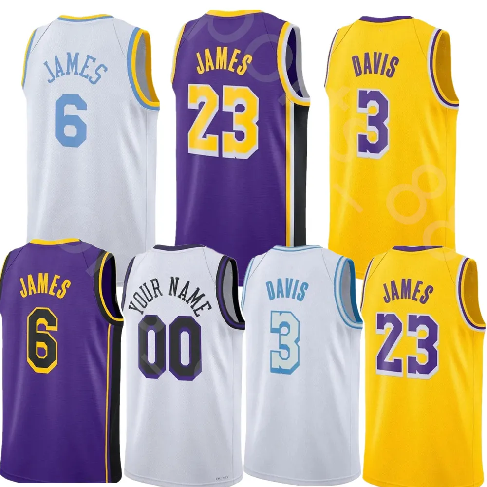 Baskettröjor anpassade LeBron Anthony Jersey Davis d'Angelo Russell Dennis Schroder James Austin Reaves Beasley