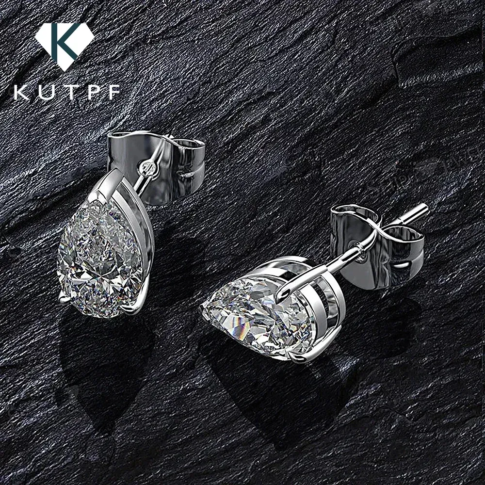 Earrings 4CT Pear Cut Moissanite Diamond Earrings With GRA 100% S925 Sterling Silver Waterdrop Stud Earring for Women Men Fine Jewelry