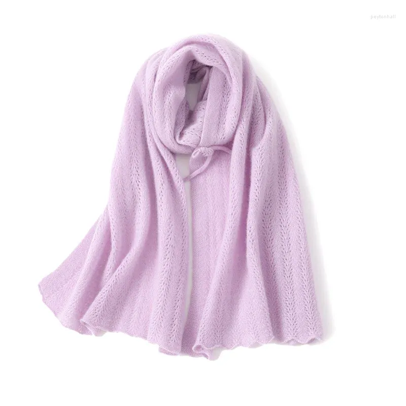 Scarves 2024 Arrival Winter Cashmere Knit Women Hollow Out Scarf Ladies High Quality Fashion Solid Color Soft Poncho