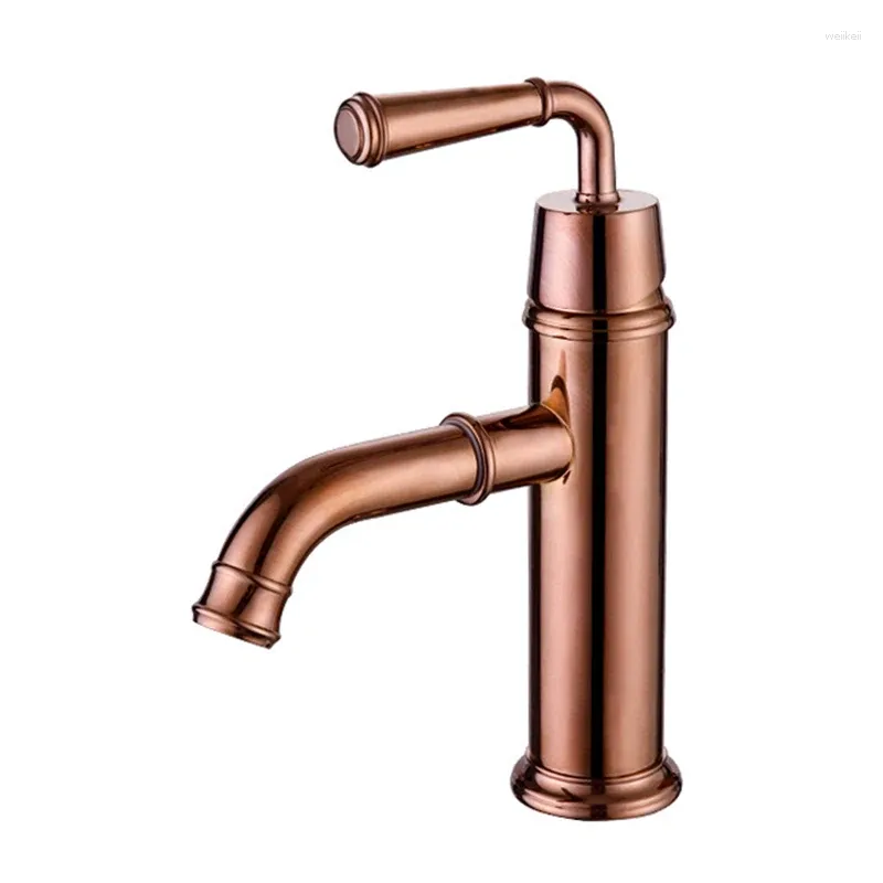 Bathroom Sink Faucets Basin Faucet Single Handle Rose Gold/Black Oil Brass Cold Water Mixer Taps Lavatory