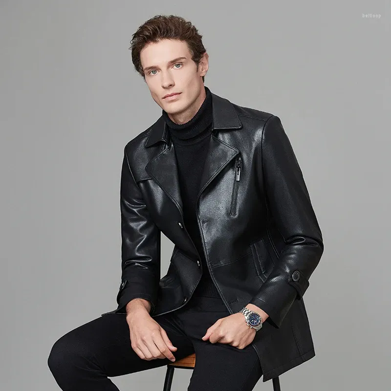 Mäns jackor Autumn/Winter Suit Collar Single Breasted Thin Velvet Fashion Casual Mid Length Style