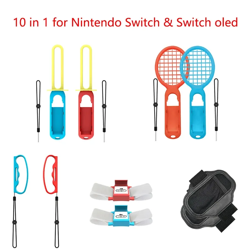 Cases For Nintendo Switch Sports Control Set Joycon Wristband Tennis Racket Fitness Leg Strap Sword Game Accessories For Switch OLED