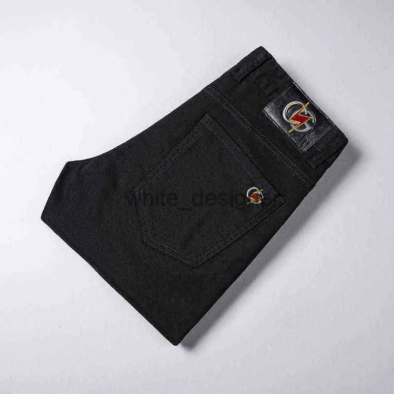 Designer Jeans Men's pants Korean Autumn Winter Black White Jeans Teenagers Personality Fashion Elastic Slim Fit Small Foot Straight Tube