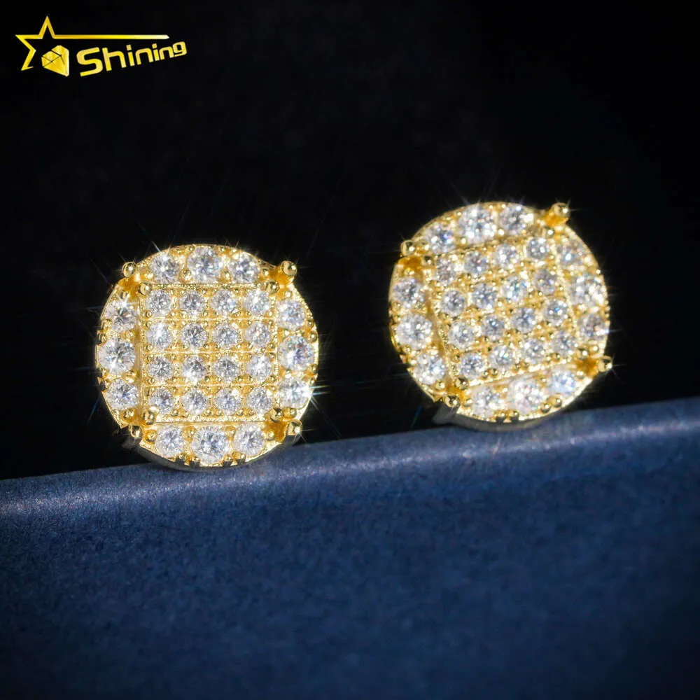 2024 NOWOŚĆ Biżuterii Hip Hop w stylu Hip Hop Mens 10 mm Lab Lab Diamond 10K Gold Moissanite Kolczyki