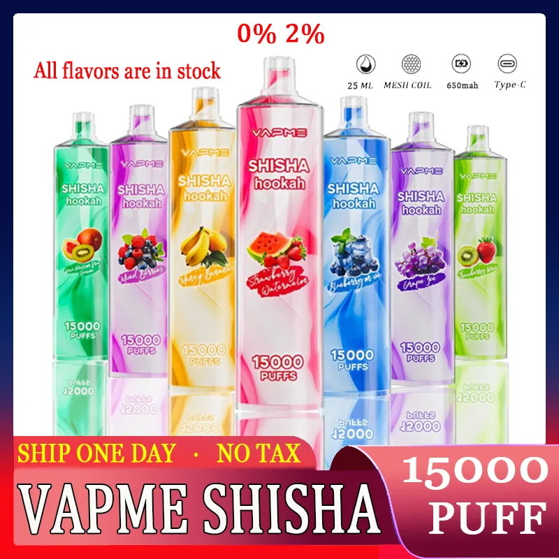 FU Original Vapme Shisha Hookah Puff Shisha 15000 Disponible Vape Mesh Coil 650MAH RECHARGABELT BATTERY 25 ML Prefilled Pod Vape Pen 15K E Cigarett vs Elf Box 14K