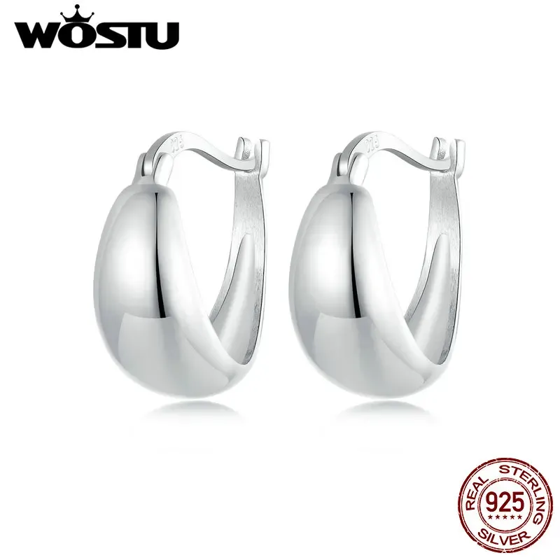 أقراط Wostu 925 Sterling Silver ضخمة بسيطة واسعة الواسعة الأقراط القوطية للنساء الأوروبية للجنسين للمجوهرات الأذن الأذن هدية الحفلات