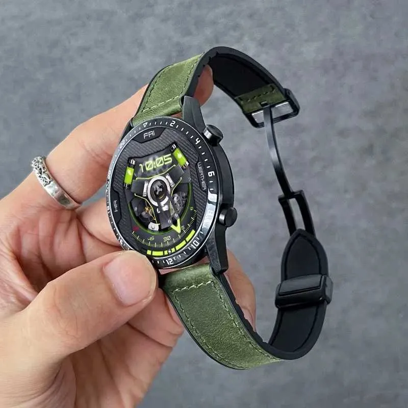 Altri orologi Cinturino in pelle magnetica 20mm 22mm adatto per Huawei Watch 4/4Pro GT4/3 GT2 GT 2Pro GT3 Pro GT4 Bracciale cinturino 46mm Correa J240222