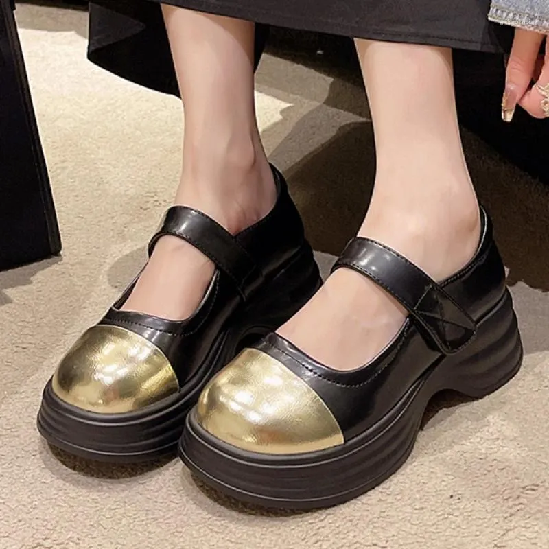 Dress Shoes Ladies On Sale 2024 Fashion Round Toe Women's Pumps Autumn Shallow Mixed Colors Female Platform Chunky Heels