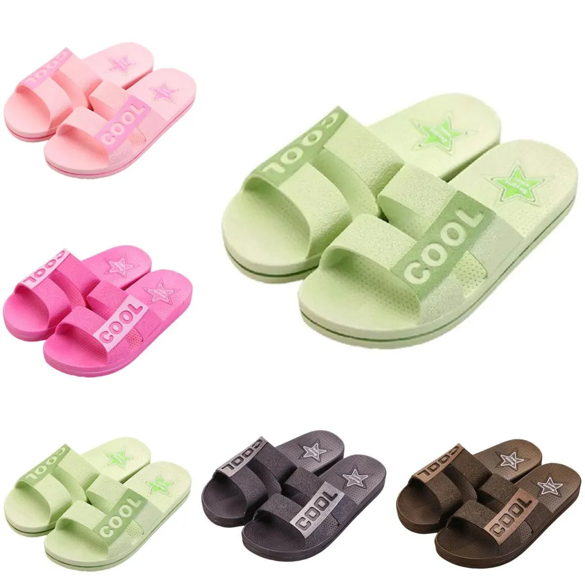 Style42 Men Women Slippers Summer Slides Sandals Summer Black Pink Coffee Green Blue Coast Bathroom Mens Antiskid Slipper Sandal Size 36-45