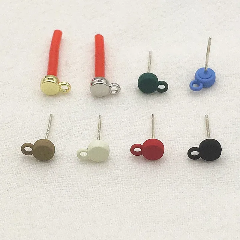 Stud Nieuwe Collectie 5x8mm 100 stks Zinklegering Ronde Vorm Oor Stud Connectors voor Handgemaakte Oorbellen Diy onderdelen, sieraden Findingscomponents