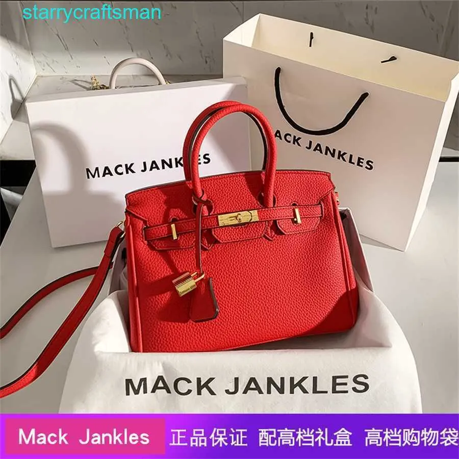 Totes Bk oryginalna skórzana torebka Hongkong Mack Jankieles skórzana przenośna platynowa torba na damskie czerwone torba ślubna 2024 Nowa moda narzeczona z logo HBBG