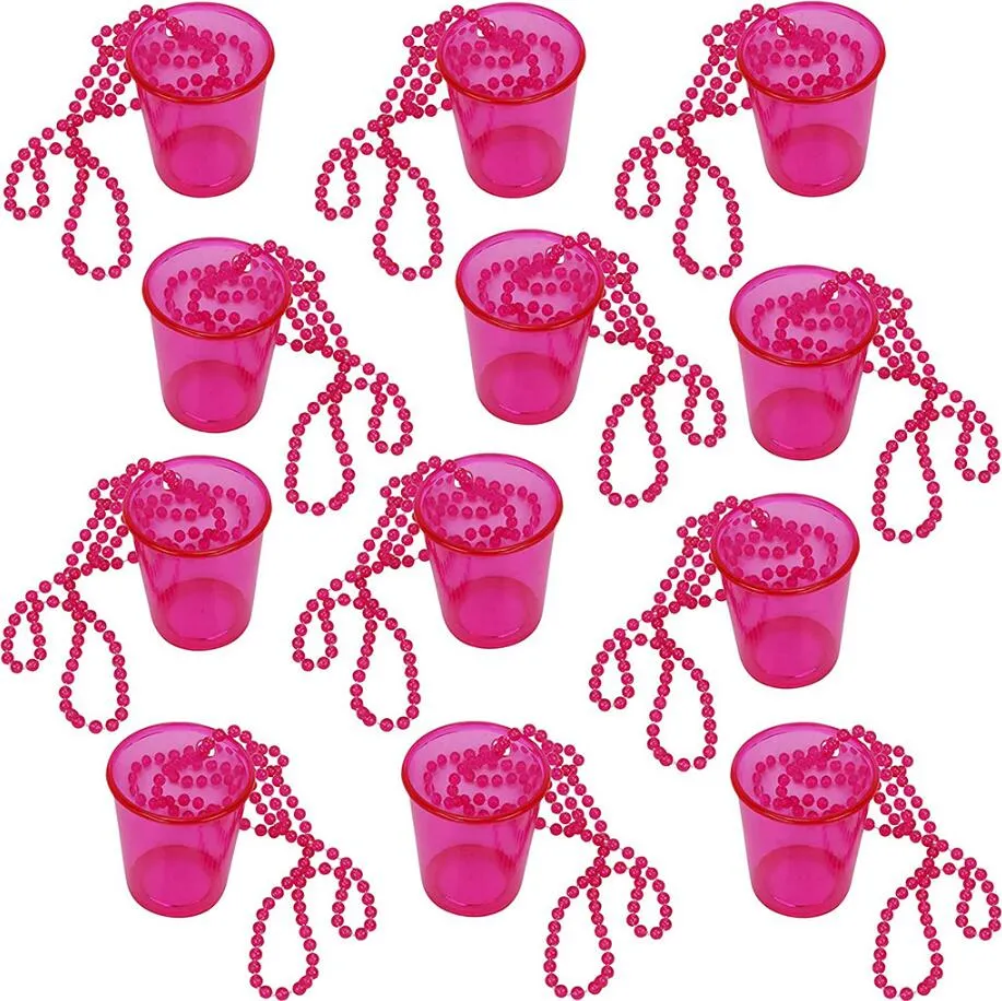 Bachelorette Braut Party Schnapsgläser Halskette Tassen Plastik Schnapsglas an Perlenkette für Geburtstag Hochzeit Halloween Weihnachten Party Dekorationen