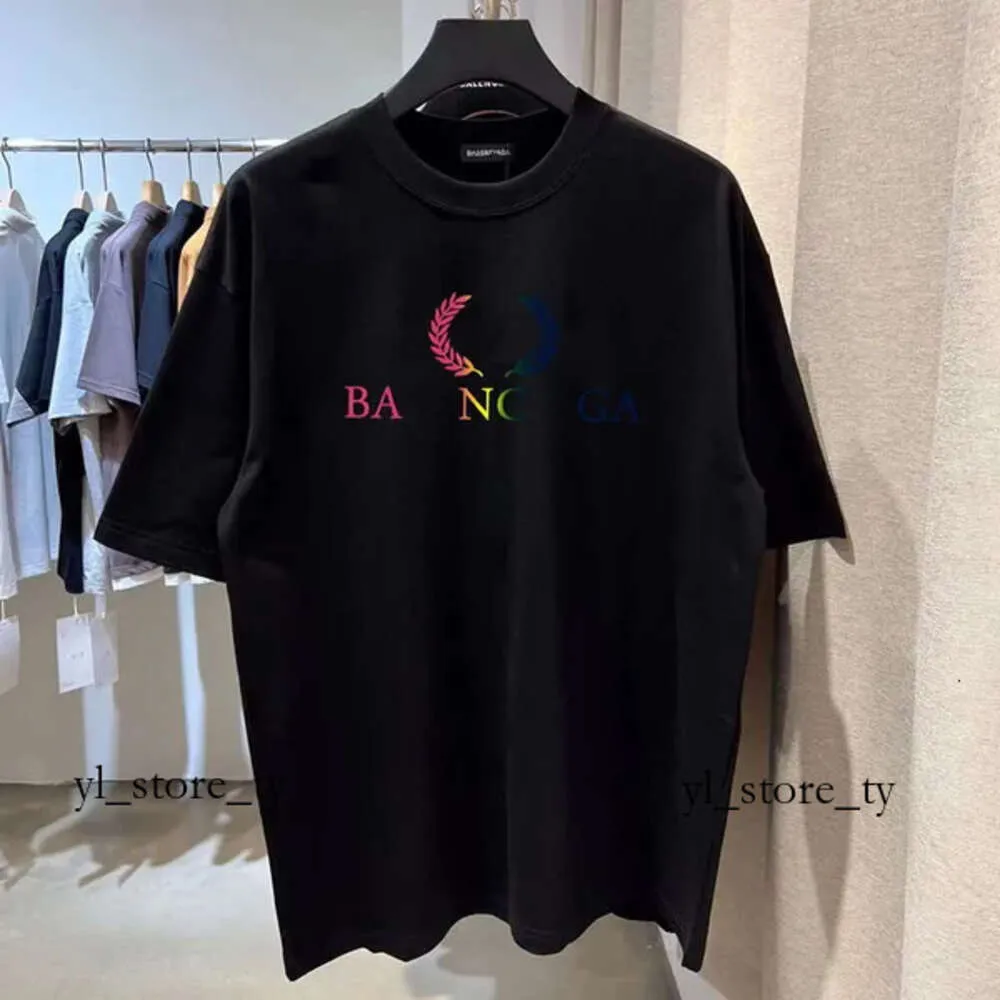 Balencigaly fransa trend paris pamuk karışımı t shirt b harfi baskılı erkekler grafik kollu 2b giyim gündelik tasarımcı marka erkekler balencaigaly mürettebat 4462