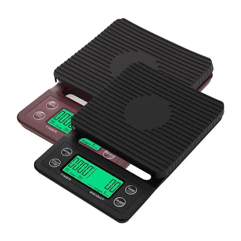 Weighing Scales Wholesale 3Kg/0.1G Coffee Scale Digital Kitchen Espresso With Timer Measuring Ounce Gram Household Home Food Cake Ba Dhyev