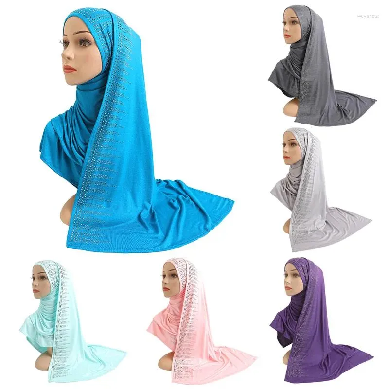 Vêtements ethniques 1pc Écharpe coton modale Long Malaysia Rhingestone Head Craquins Femmes Muslim Arabe Hijab Headwrap châles STODES