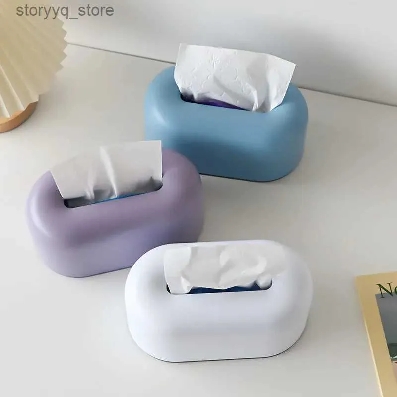 Tissue Boxes Napkins Creative Living Room Coffee Table Tissue Box Plastic Bedroom Desktop Napkin Dispenser Waterproof Kitchen Bathroom Paper Holder Q240222