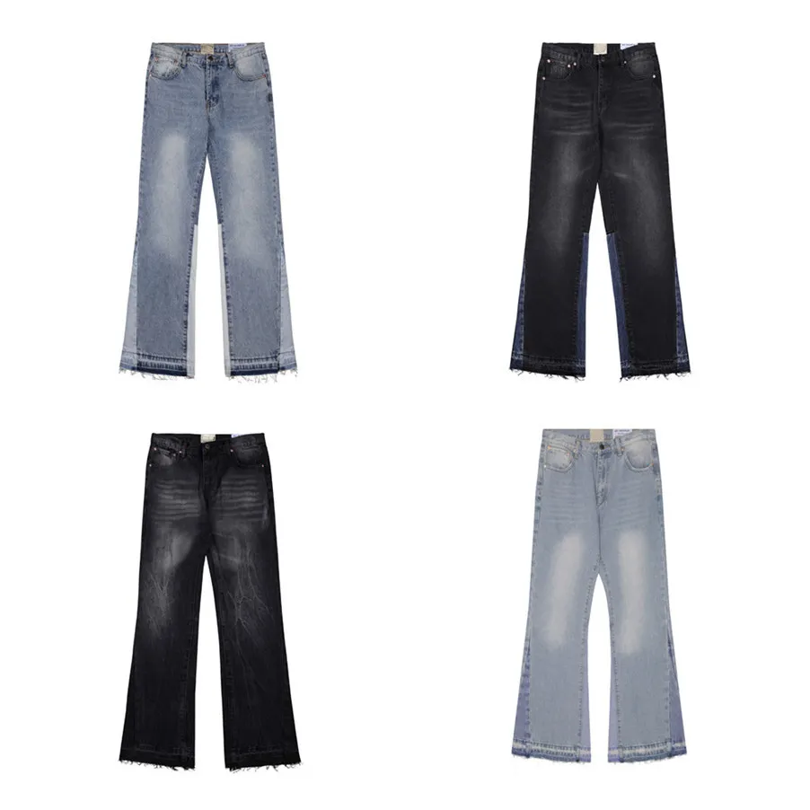 Mäns jeansdesigner färgade blossade jeans män och kvinnor high street mopping raka benbyxor