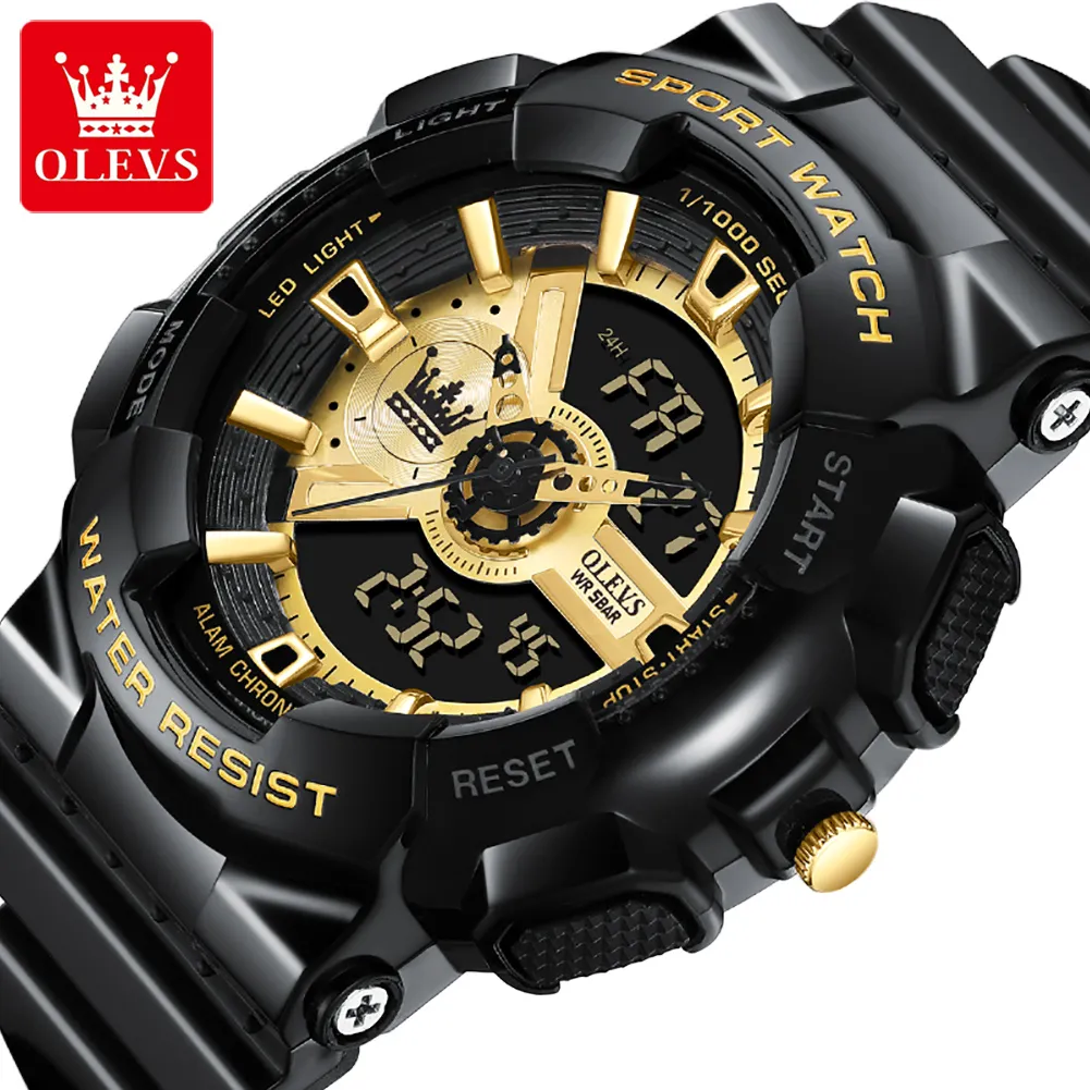 Часы качества ААА, дизайнерские часы, роскошные часы, лучшие роскошные оригинальные спортивные наручные часы для мужчин, стальные водонепроницаемые военные часы с двойным дисплеем и коробкой 1102