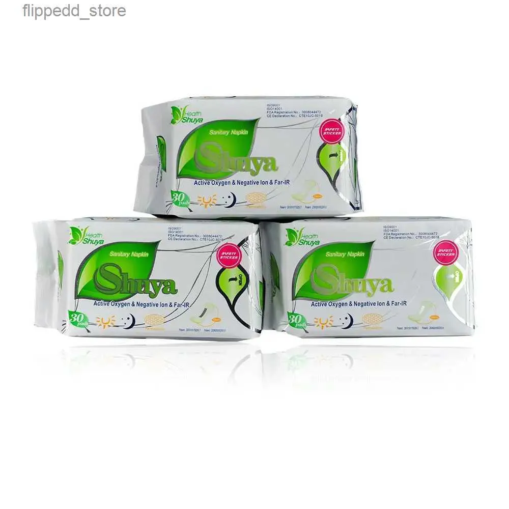 Hygiène féminine 10 paquets de protège-slips SHUYA en coton naturel anion pour femmes sans ailes Coussinets à ions négatifs sans chlore parfumés aux herbes Q240222