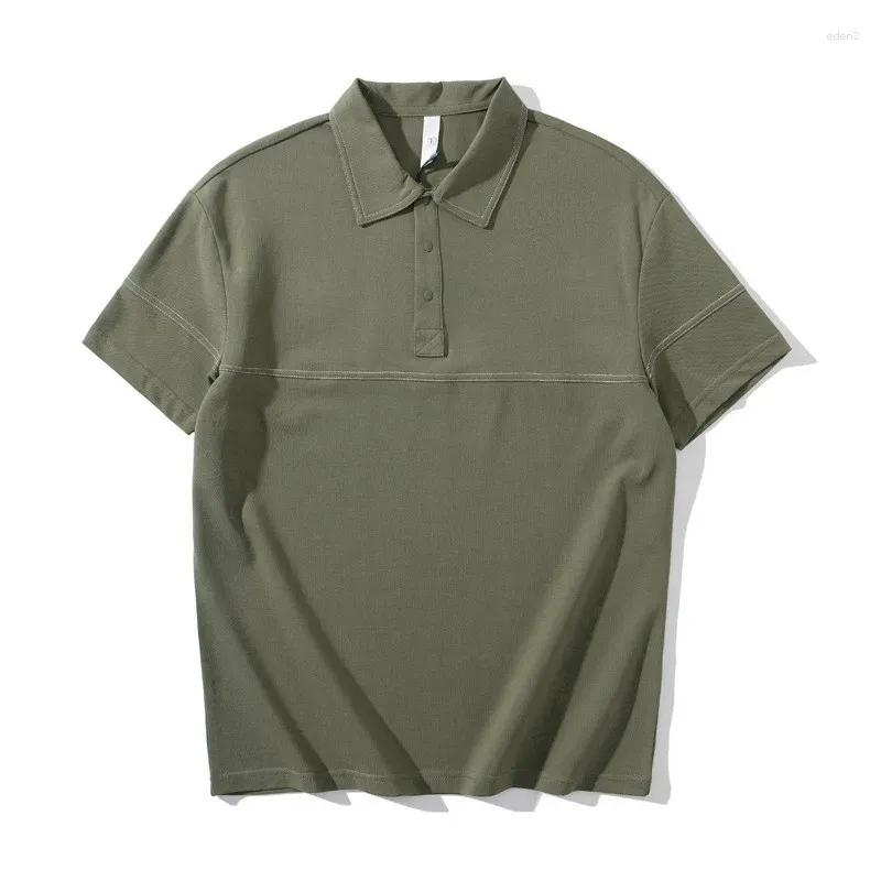 Polos pour hommes 2024 Polo décontracté Couleur unie Texture à carreaux Revers respirant T-shirt ample été léger luxe