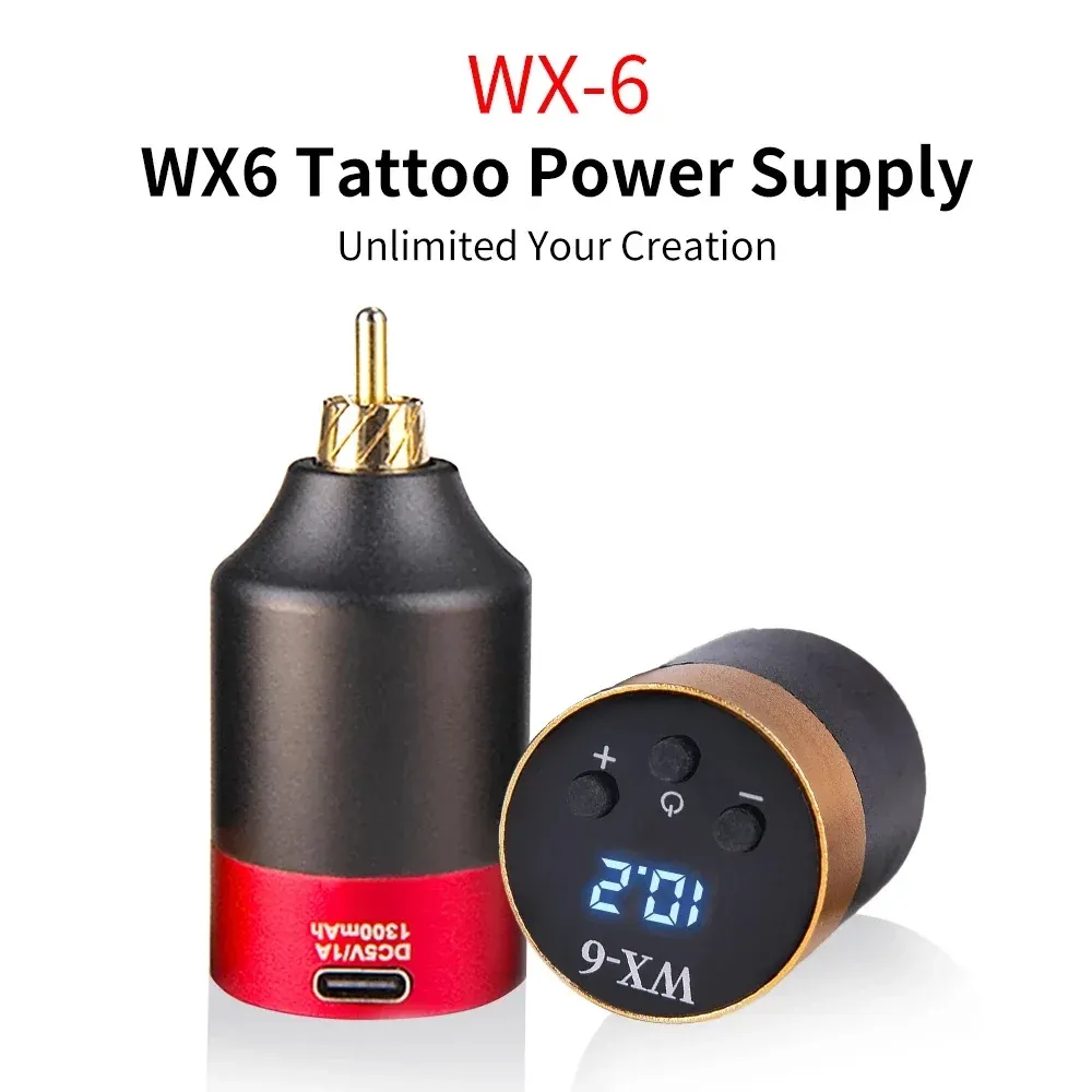 Kits Mini Tattoo Wireless Power Alimentation RCADC Deux interfaces sont en option de charge portable Pattepre le plus récent Alimentation de tatouage WX6