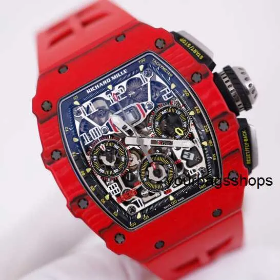 RM Chronograph Коллекция швейцарских наручных часов Наручные часы Richarder Milles Red Devil RM1103 Мужские часы Ntpt Carbon Fiber Автоматические механические швейцарские знаменитые часы Luxu