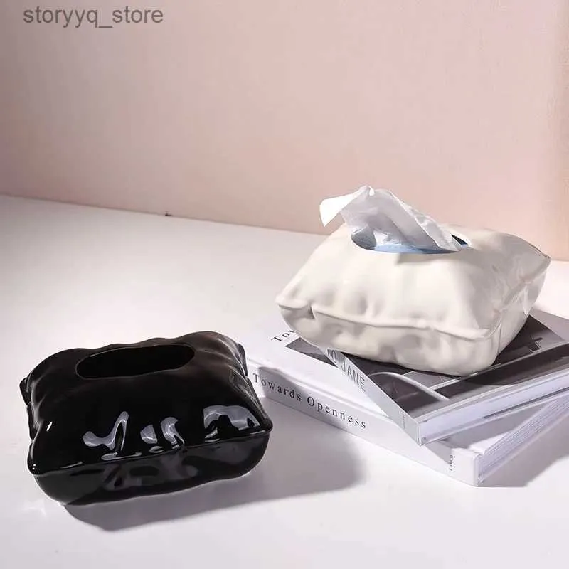Tissue Boxes Napkins Ceramic Tissue Box Ins Cream Style Modern Household Coffee Table Paper Extraction Box Dining Table Home Decorations Q240222