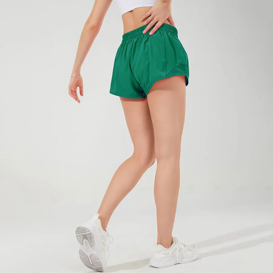 LU-0160 Märke kvinnors yoga kläder höga midjeshorts träning korta byxor fitness bär flickor som kör elastiska vuxna shorts