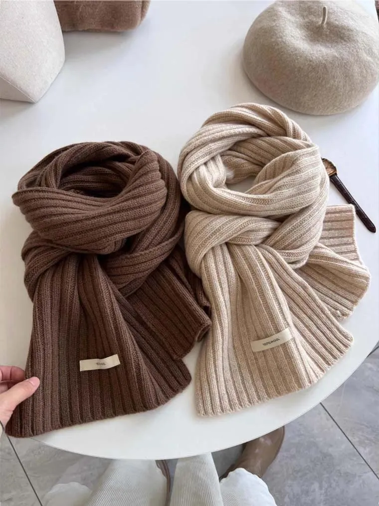 Scarves Classic Fashion Pure Color Wool Scarf Winter Warm Boutique Knit Shawl Women Men Neckerchief Lovers Muffler