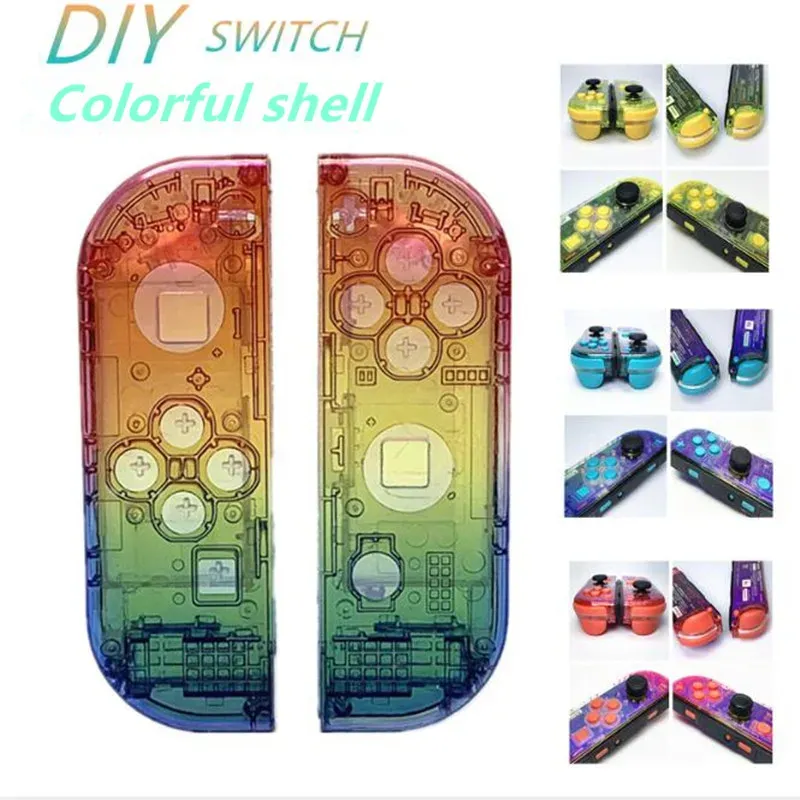 Przypadki lewy prawy gradient Bluray Kolorowa plastikowa obudowa osłony obudowy Połącz Kontrola Nintendo Switch NS Joycon Wymienne części