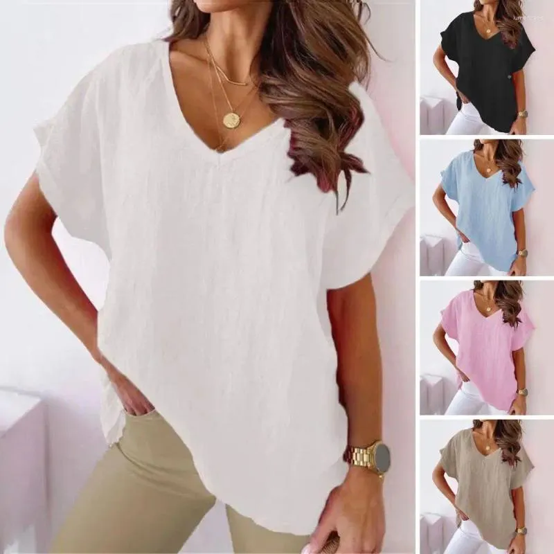 Dames T-shirts Dames Zomer T-shirt Casual losse korte mouw Dame V-hals Trui Vleermuismouwen Top Vrouwelijke kleding