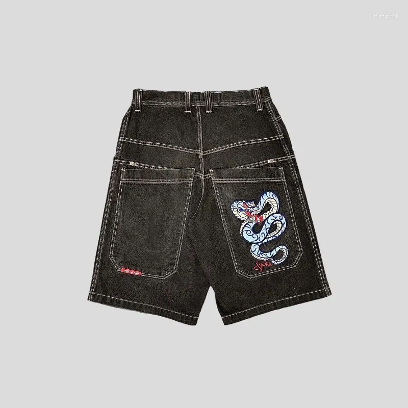Mens JNCO Y2K Hip Hop Baggy Denim Shorts Pants with Pockets