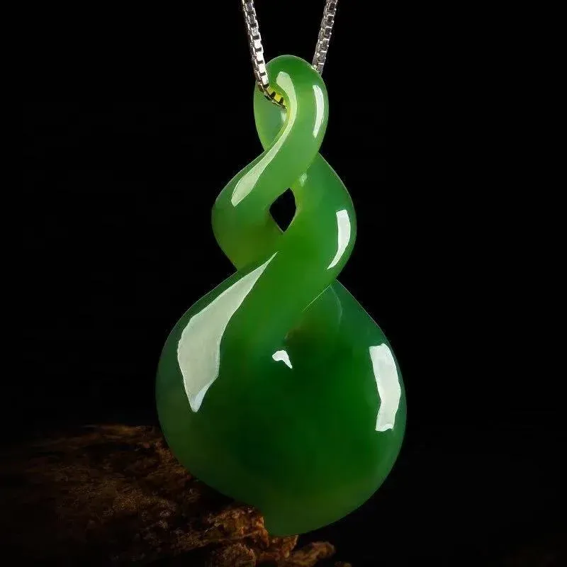 Pendants Néphrite Néphrite Double Twist Pendant Collier Maori Pounamu White Jade Twist Style