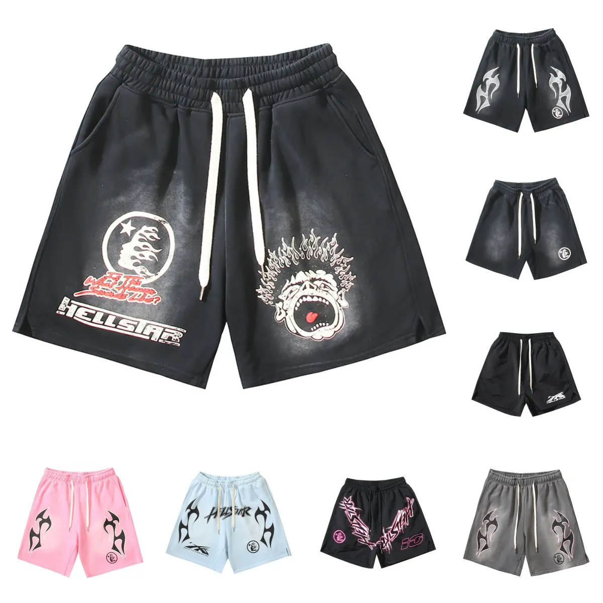 Projektanci szorty mężczyźni Summer Women Wysoko jakościowa moda Tee Hellstar Krótkie spodnie oddychające literowanie Drukuj Vintage Loose Graffiti Casual
