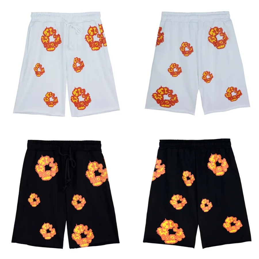 Kvinnors shorts, våren och sommaren nya mäns avslappnade byxor, mångsidig flamblomma tryck