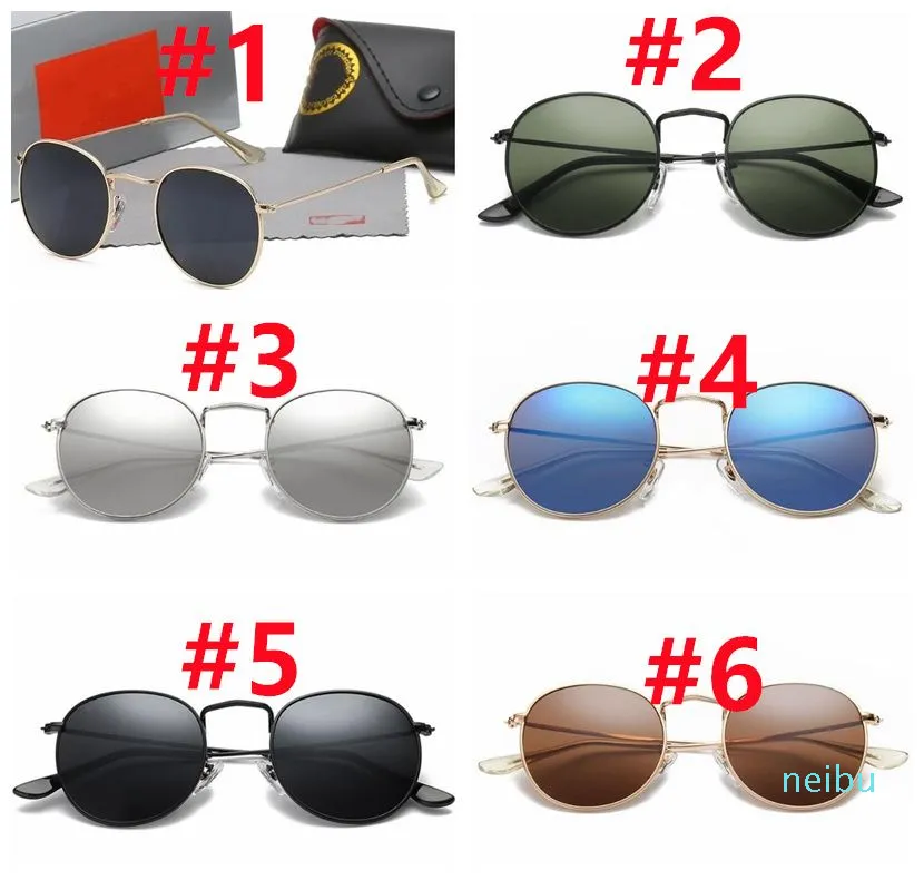 2024 Круглый металлический Rayban Classic Sunglass Brand Brand Retro Women 2023 Luxury Designer Band Band металлические рамки дизайнеры солнечные очки