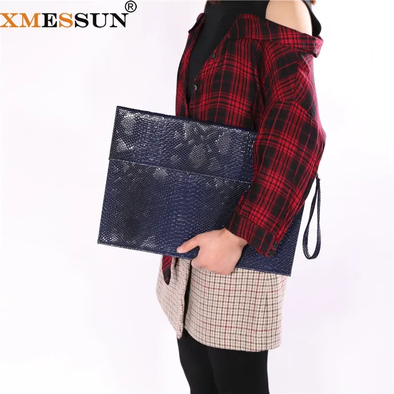 Backpack XMESSUN New Women Clutch Bag Soft Laptop Sleeve Bag Ostrich Pattern Women Pouch 2022 Fashion Macbook Notebook Pro Air Cover INS