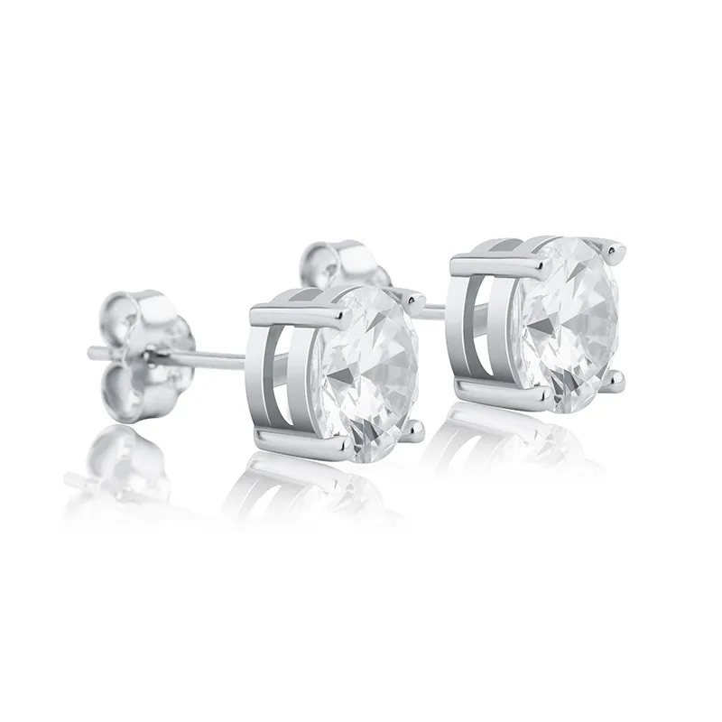 جولة الزركون S925 Silver Stud أقراط الذهب الأسترالي الزخرفة الهيب هوب أقراط للرجال والنساء