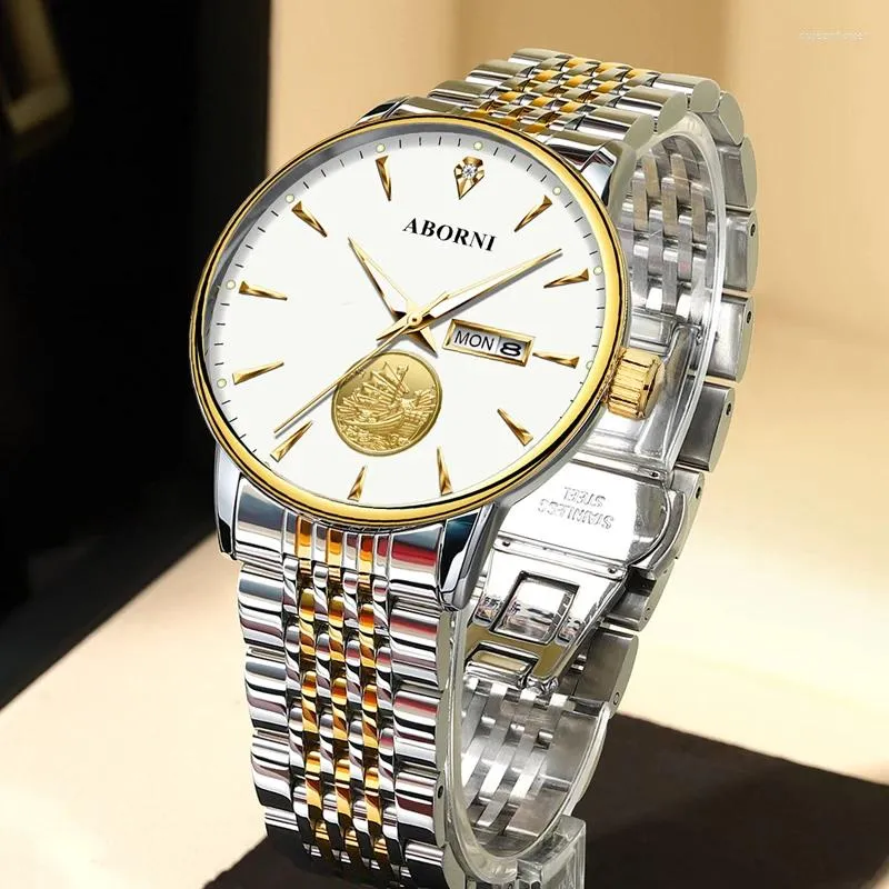 Zegarwnerzy biuro automatyczne mechaniczne zegarek mechaniczny lekki luksusowy duży pokrętło podwójny kalendarz precyzyjne stalowe wodoodporne