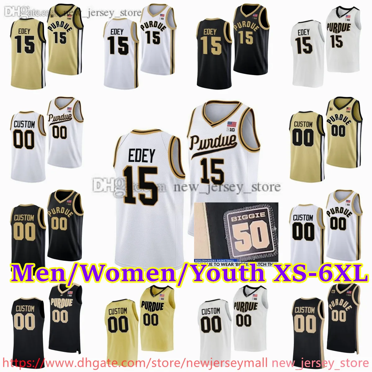 Niestandardowe S-6xl Purdue Boilermakers 15 Zach Edey Basketball Jersey 55 Lance Jones Braden Smith Fletcher Loyer Mason Gillis Trey Kaufman-Renn Will Berg zszyty koszulki