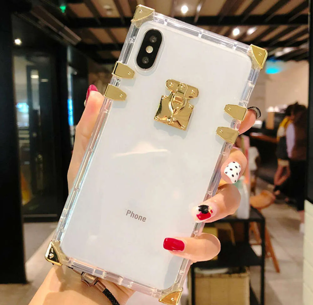 10A 2024 iPhone 15 Pro Max 14 13 12 11 7Plus X Bling Metal Clear Crystal Cover Back Back Back Back Back Bling 14 Pro Max 11 Case