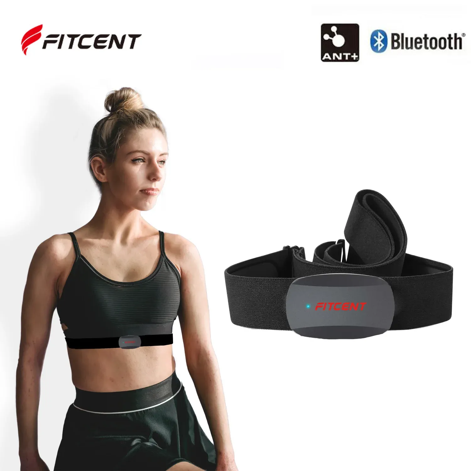 Sprzęt Fitcent czujnik czujnika tętna Pasek Bluetooth Ant HR Monitor Pasek klatki piersiowej do Peloton Polar Garmin Bike Sports Srava DDP Yoga
