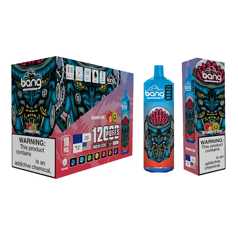 Bang 12000 Puffs Do jednorazowego ładowania Vape Cewka siatki Vaper 20ml Wstępne wózki strąkowe Bangvapes Puff 12k E papierosy 0% 2% 3% 5% 20 Kolory