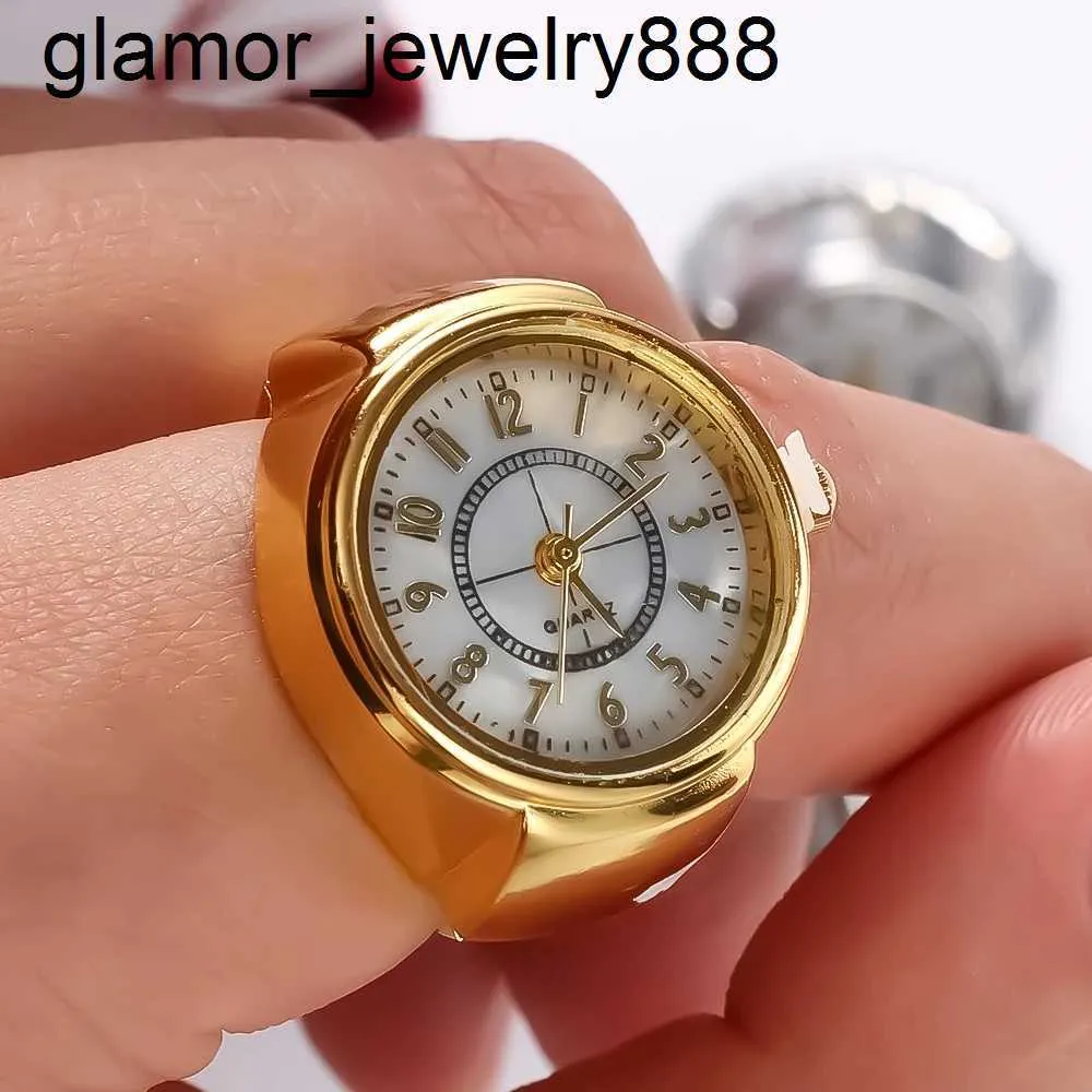 Gold Quarz Fingeruhr Ring für Damen Herren Gothic Uhren Ringe Digitaluhr Elastisch Dehnbar Ringe Schmuck Uhr Geschenk