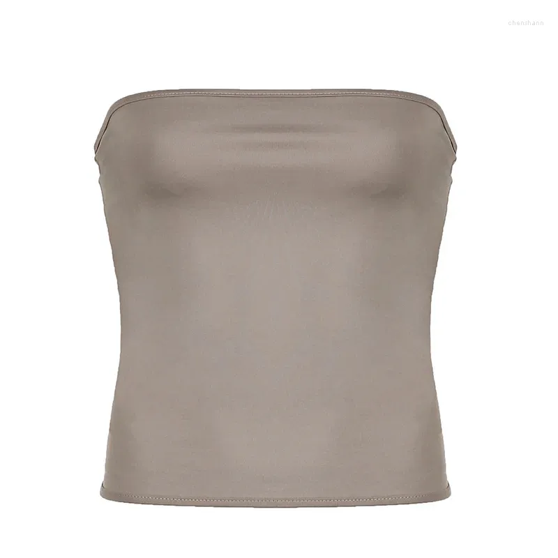 Débardeurs pour femmes Désir pur et col de ligne sexy Couleur unie Sans bretelles Petit gilet Automne Hiver Mode Couche intérieure Bas sans manches