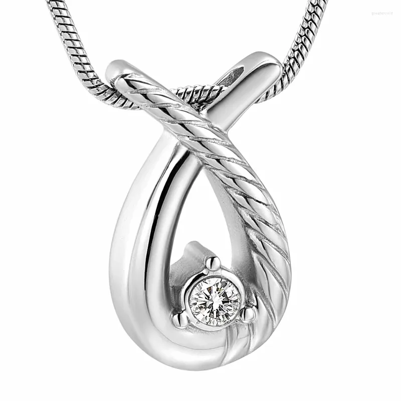 Pendant Necklaces IJD11529 Hold Clear Crystal Cross Teardrop Stainless Steel Memorial Urn Necklace For Ashes Keepsake Cremation Jewelry